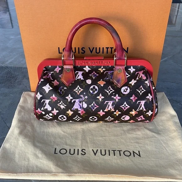 LOUIS VUITTON WATERCOLOR AQUARELLE MONOGRAM PAPILLON FRAME SNAKESKIN BAG - Picture 2 of 11